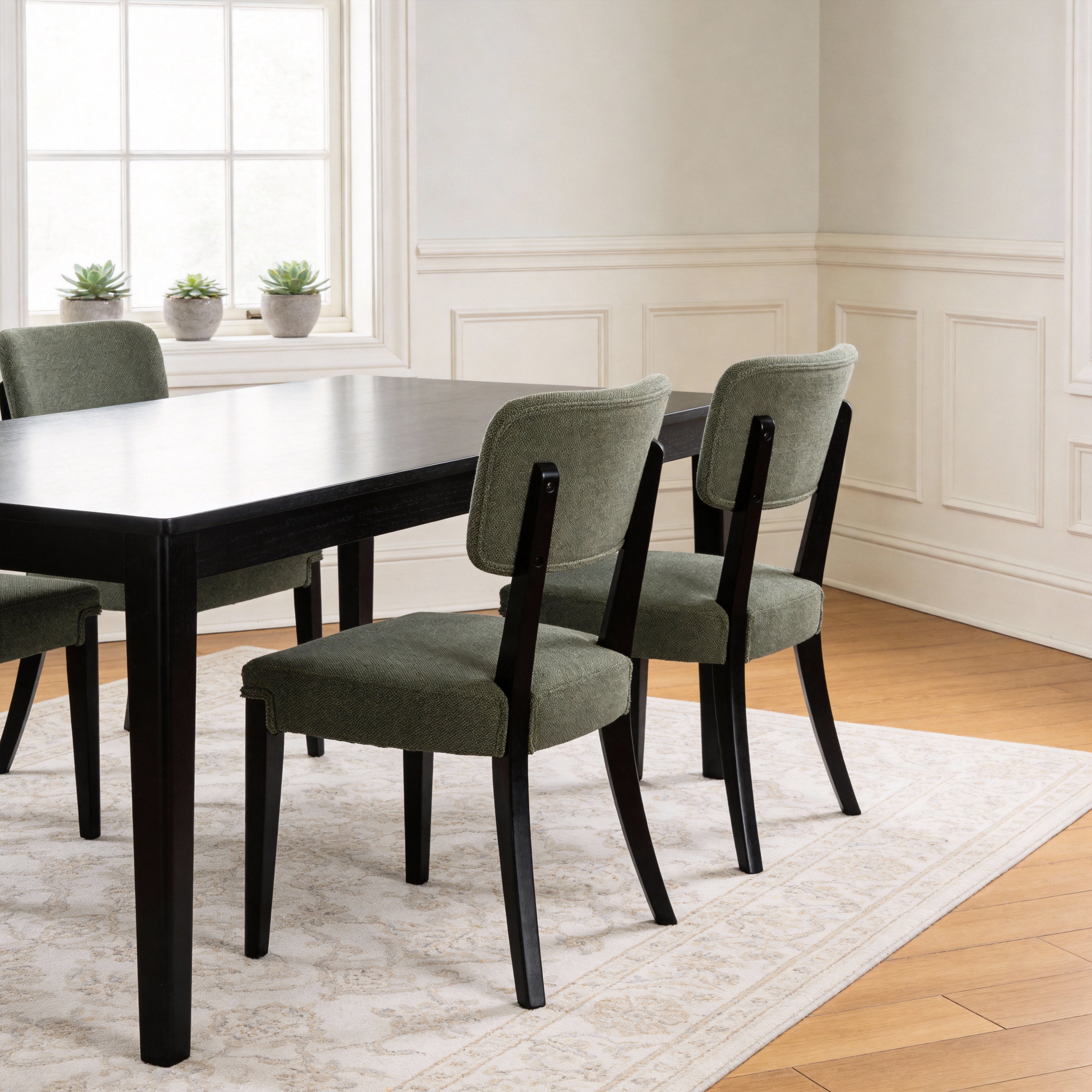 Modern Armless Dining Chairs Set Of 2, Green, Contemporary Side Chairs With Wood Legs   Versatile Accent Chairs For Dini
