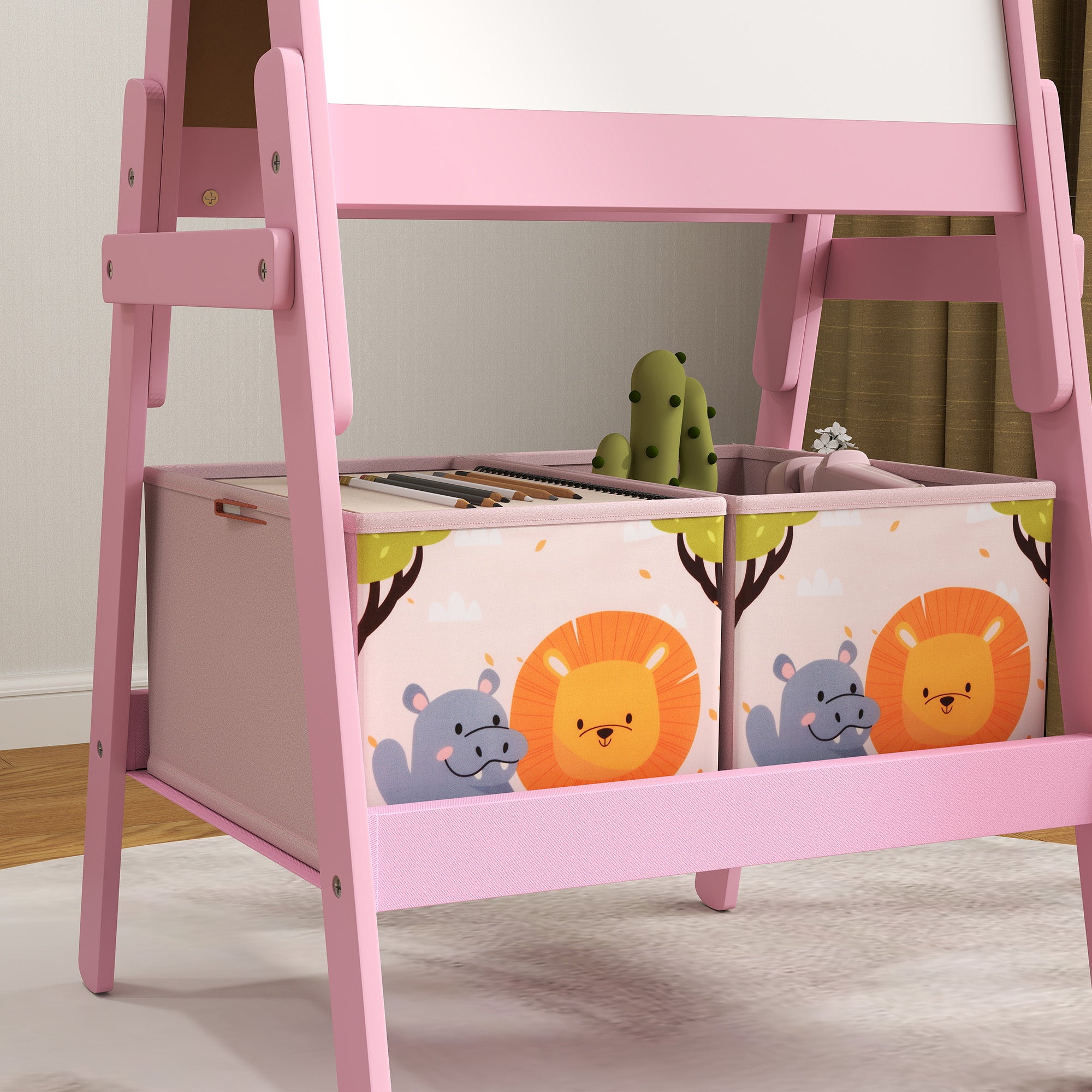 Doubel-Sided Easel for Kids w/ Whiteboard, Chalkboard, Storage Boxes, Blue