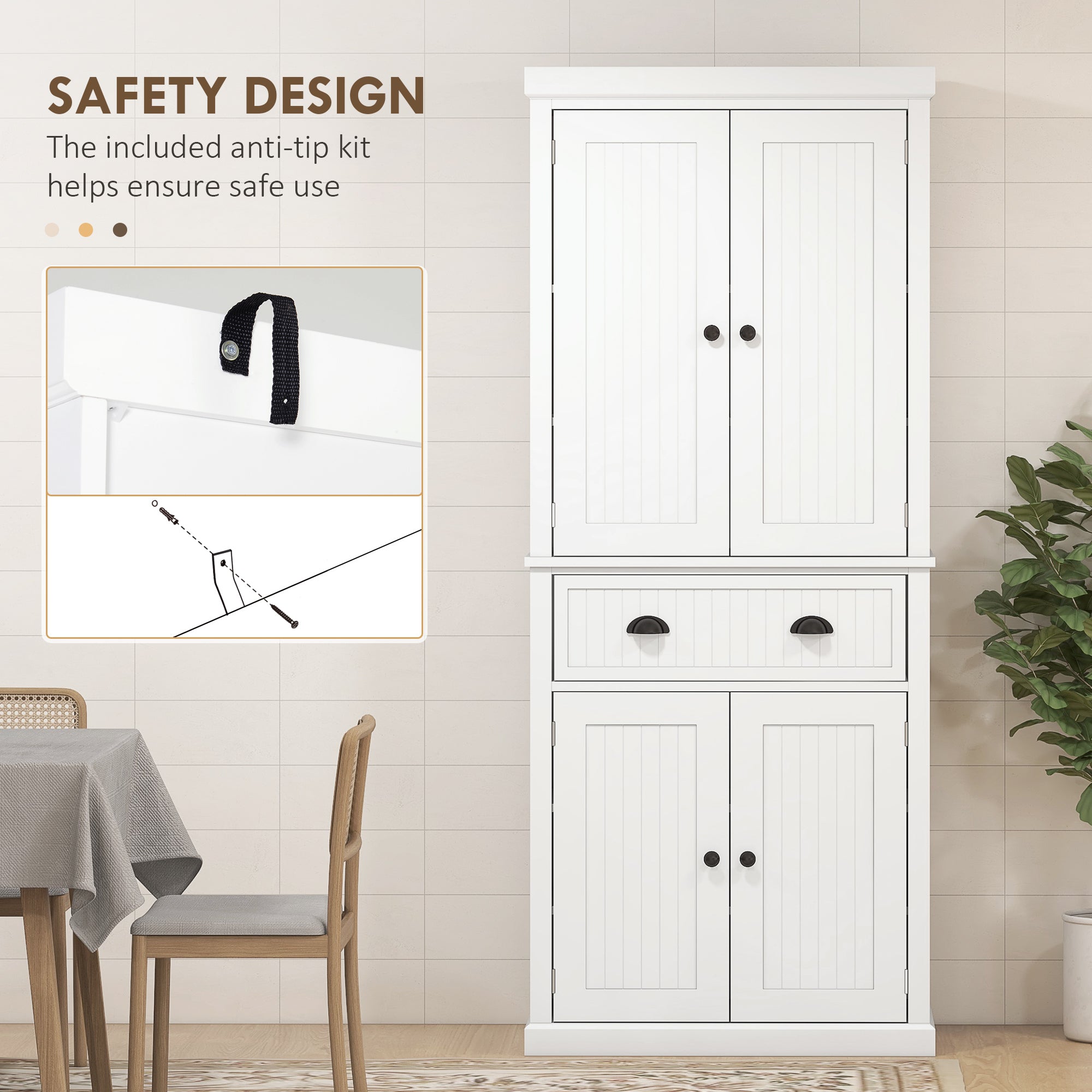 72" Kitchen Cabinet, Pantry Storage Cabinet with Doors and Shelves