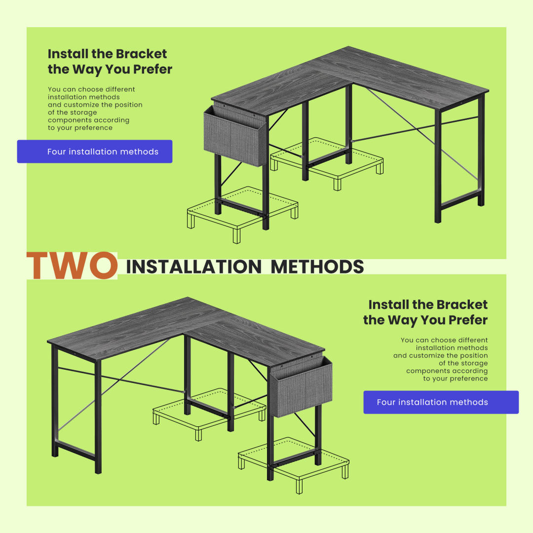 49-Inch L Shaped Desk - Computer Desk Corner Desks Gaming Desk PC Table, With CPU Stand Side Bag For Home Office Dorm St