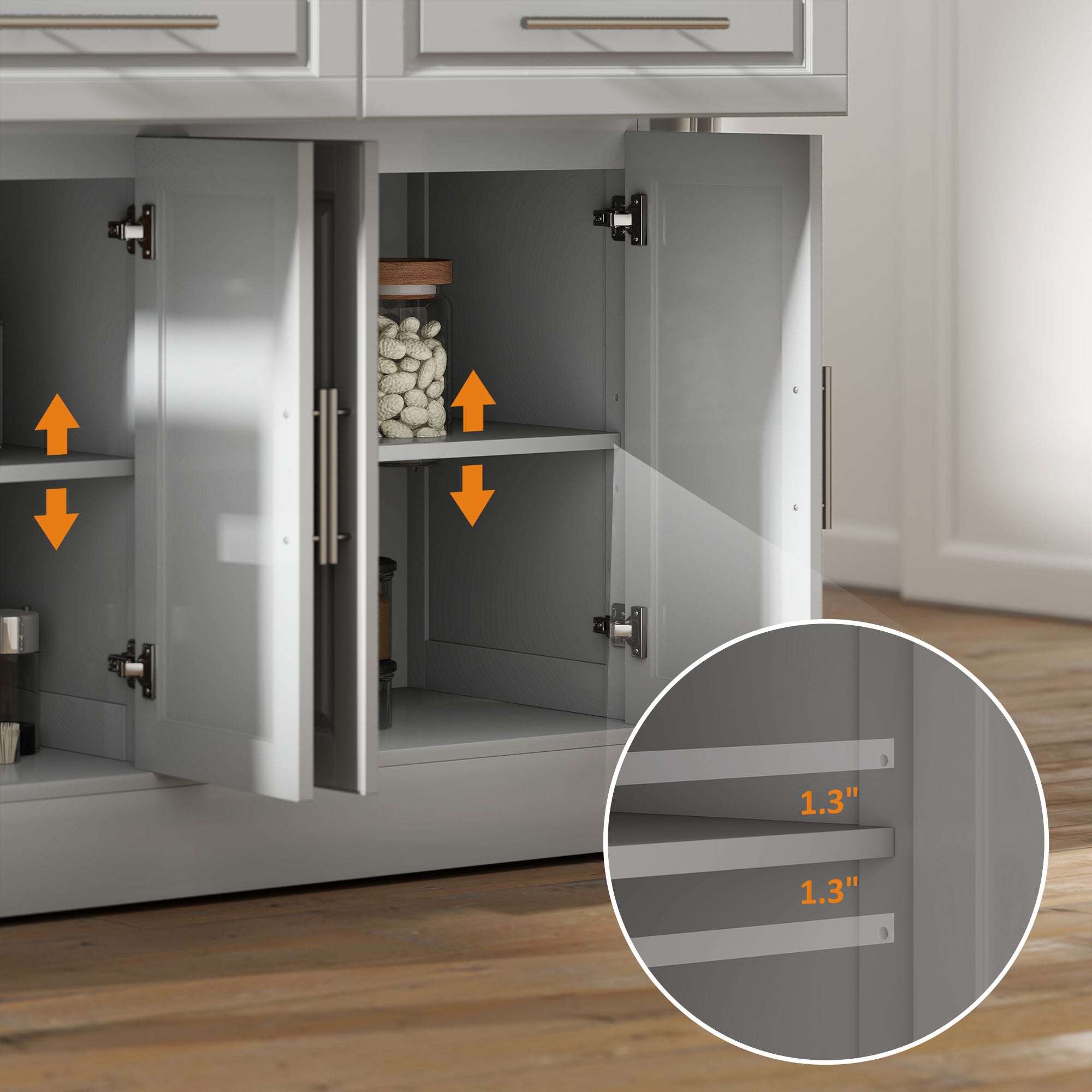 Rolling Kitchen Island Cart with 47" Stainless Steel Top
