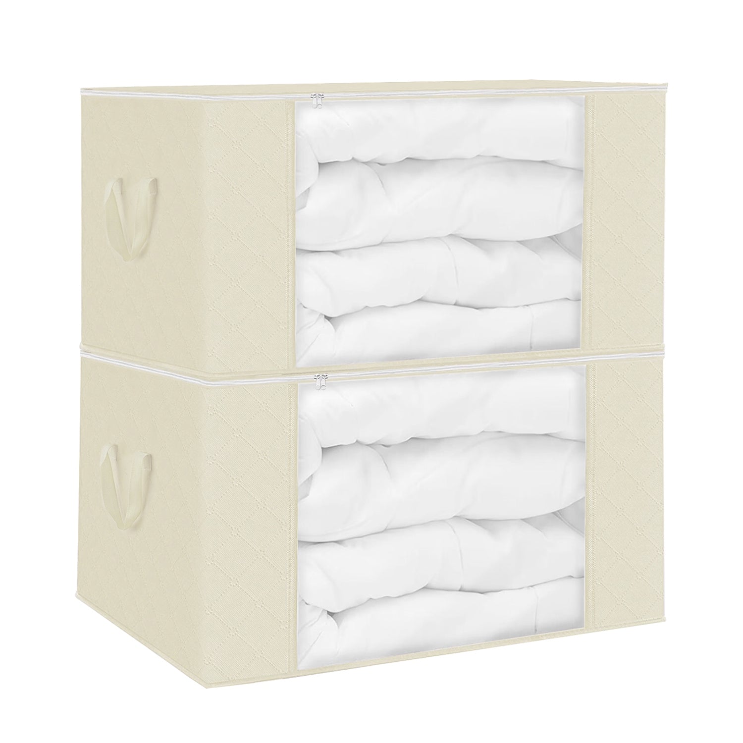 2Pcs Clothes Storage Bag For Moving Season 90L Per Bag With Thick Fabric Clear Window Dual-Zipper For Clothes Comforters