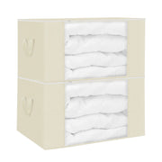 2Pcs Clothes Storage Bag For Moving Season 90L Per Bag With Thick Fabric Clear Window Dual-Zipper For Clothes Comforters
