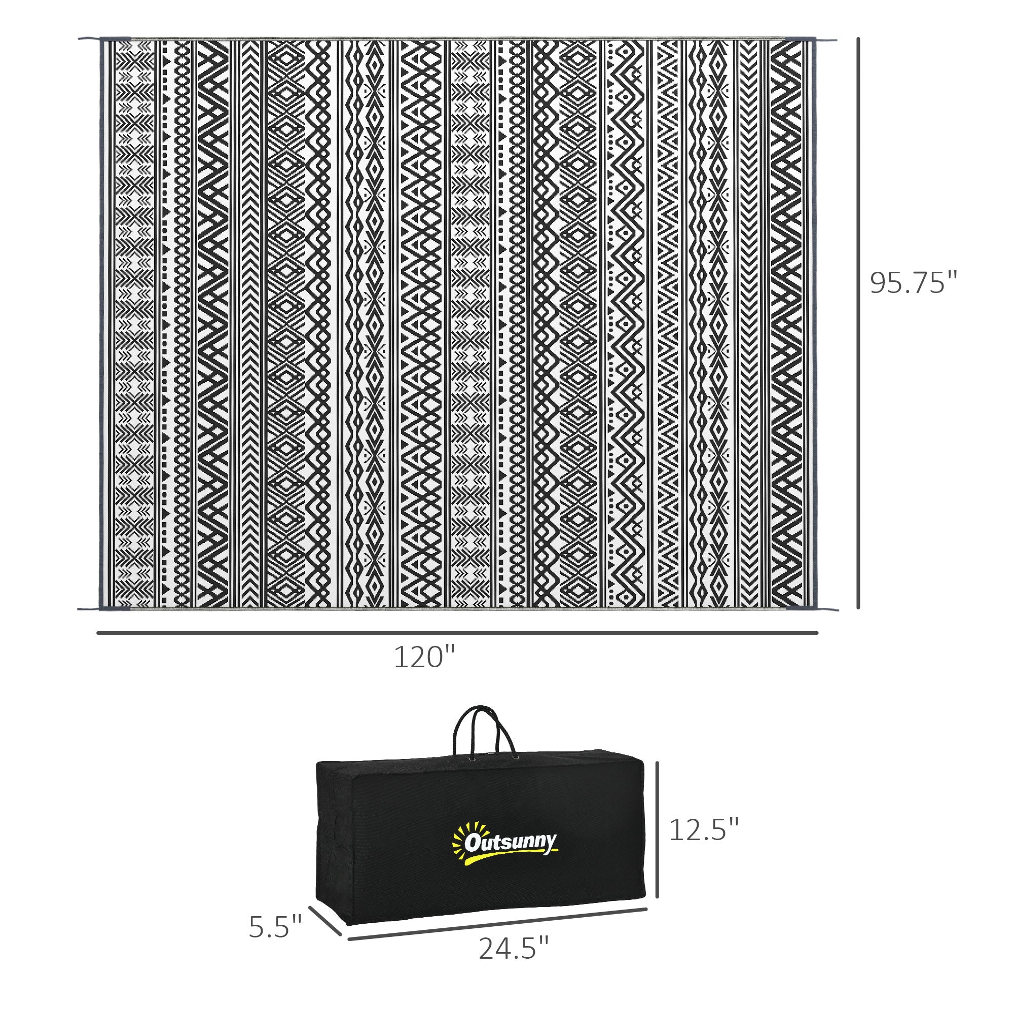 Reversible Outdoor Rug Carpet RV Camping Rugs with Carry Bag