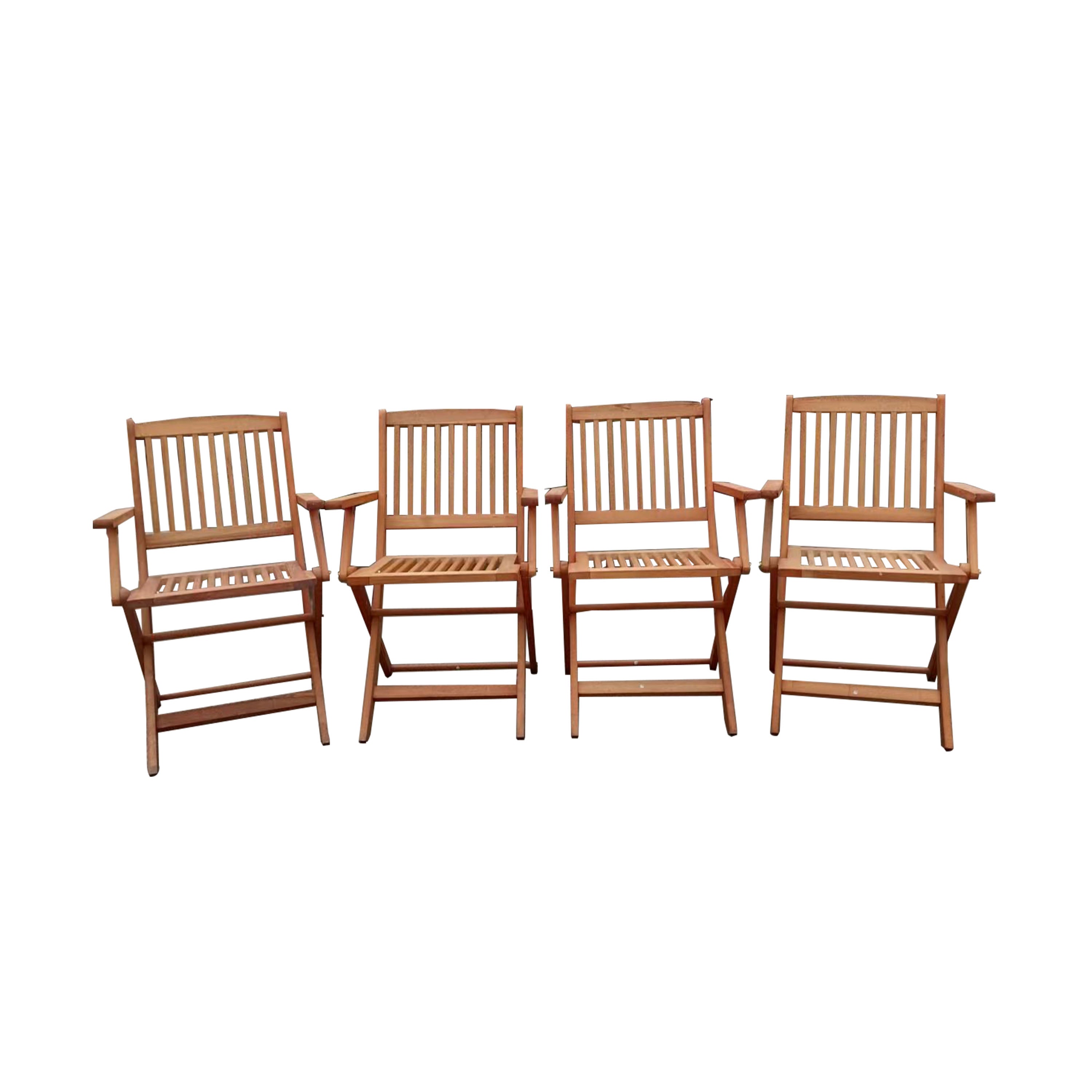 Foldable Patio Dining Set, 4 Folding Chairs, Indoor And Outdoor Universal, Teak