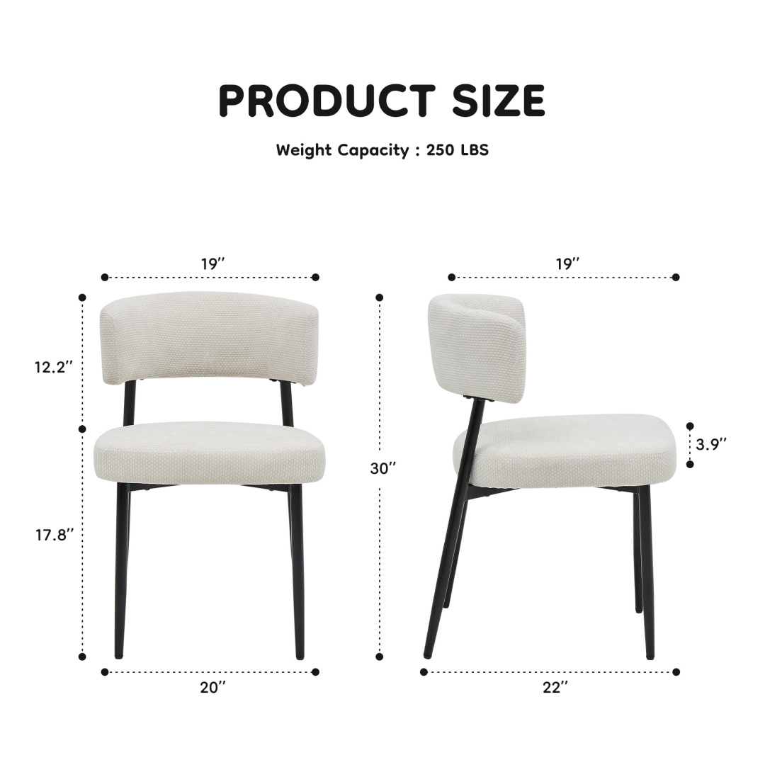 Modern Dining Chairs Set Of 4, Upholstered Dining Chairs With Curved Backrest,Sturdy Metal Frame