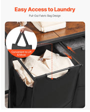 4 Section Laundry Sorter, Large Laundry Hamper With Metal Frame And Wooden Tabletop, Freestanding Storage Organizer Bask
