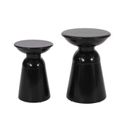 Serenita Outdoor Iron Side Tables With Flared Design, Set Of 2 , Black
