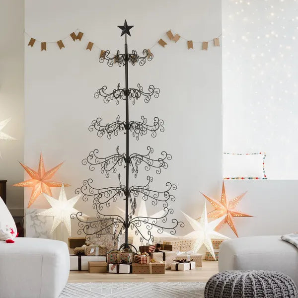 6ft Wrought Iron Christmas Tree, Metal Ornament Display Tree Stand For For Holiday Party Home Decor, Indoor & Outdoor De