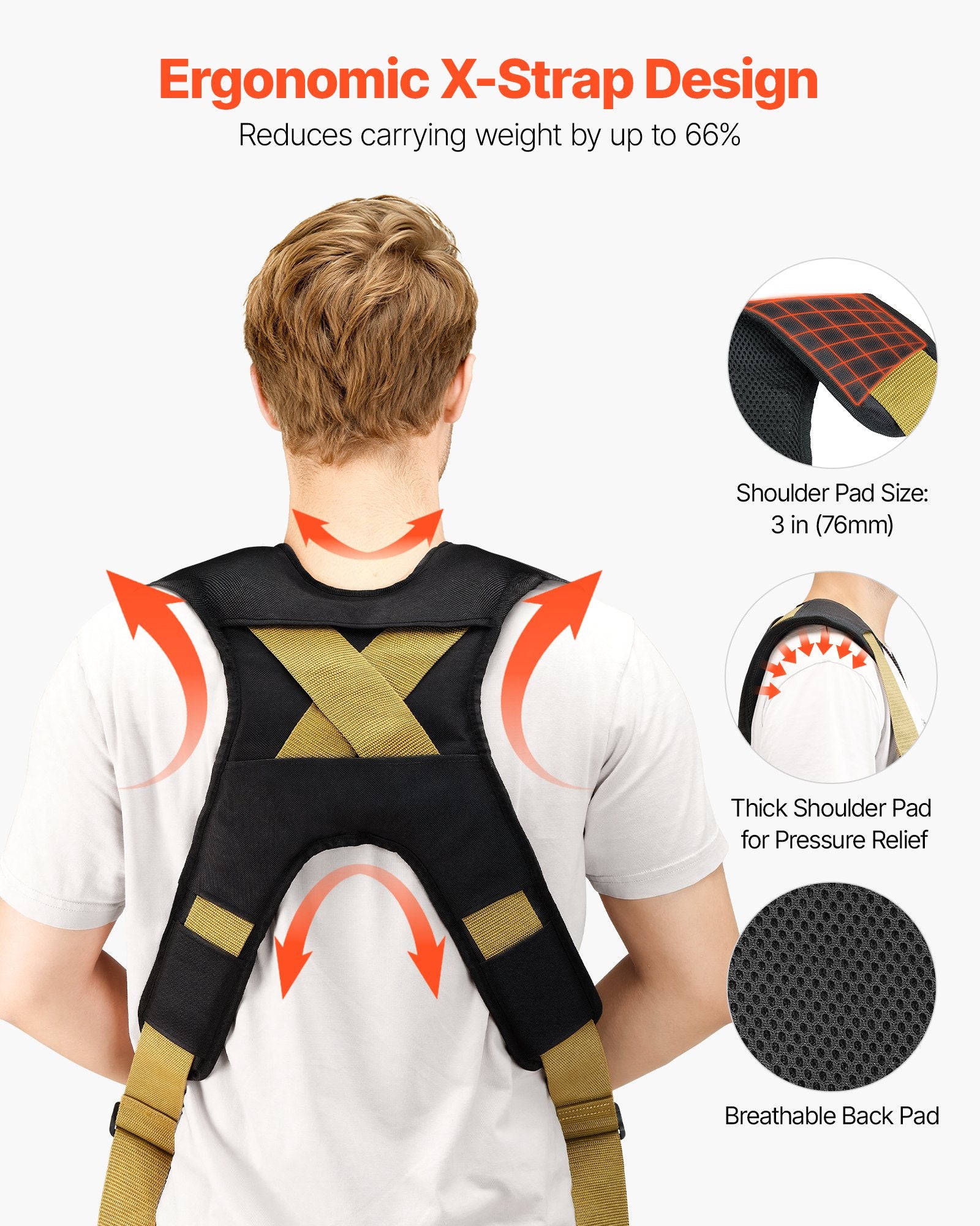 Moving Straps, Supports Up To 1000 Lbs, 2-Person Lifting And Moving System With 2 Harness Straps & 2 Load-bearing Straps