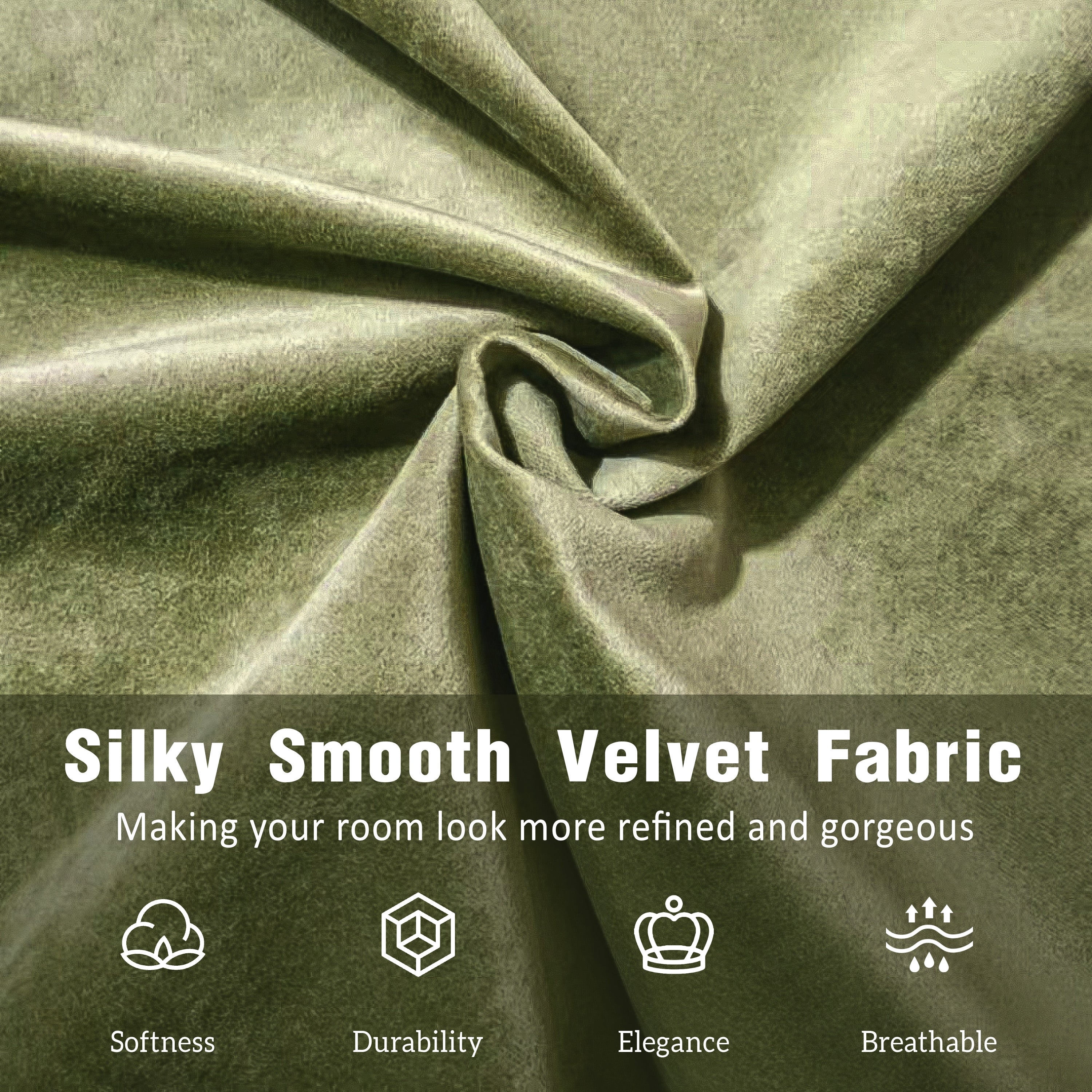 King Size Velvet Bed Frames, Upholstered Platform Bed With Curved Tufted Headboard, Soft Square Corners, Olive Green