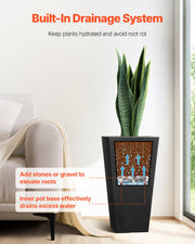 Set Of 2 Tall Outdoor Planters 22inch, Large Planters For Outdoor Indoor Plants, Black Front Porch Planters Flower Tree