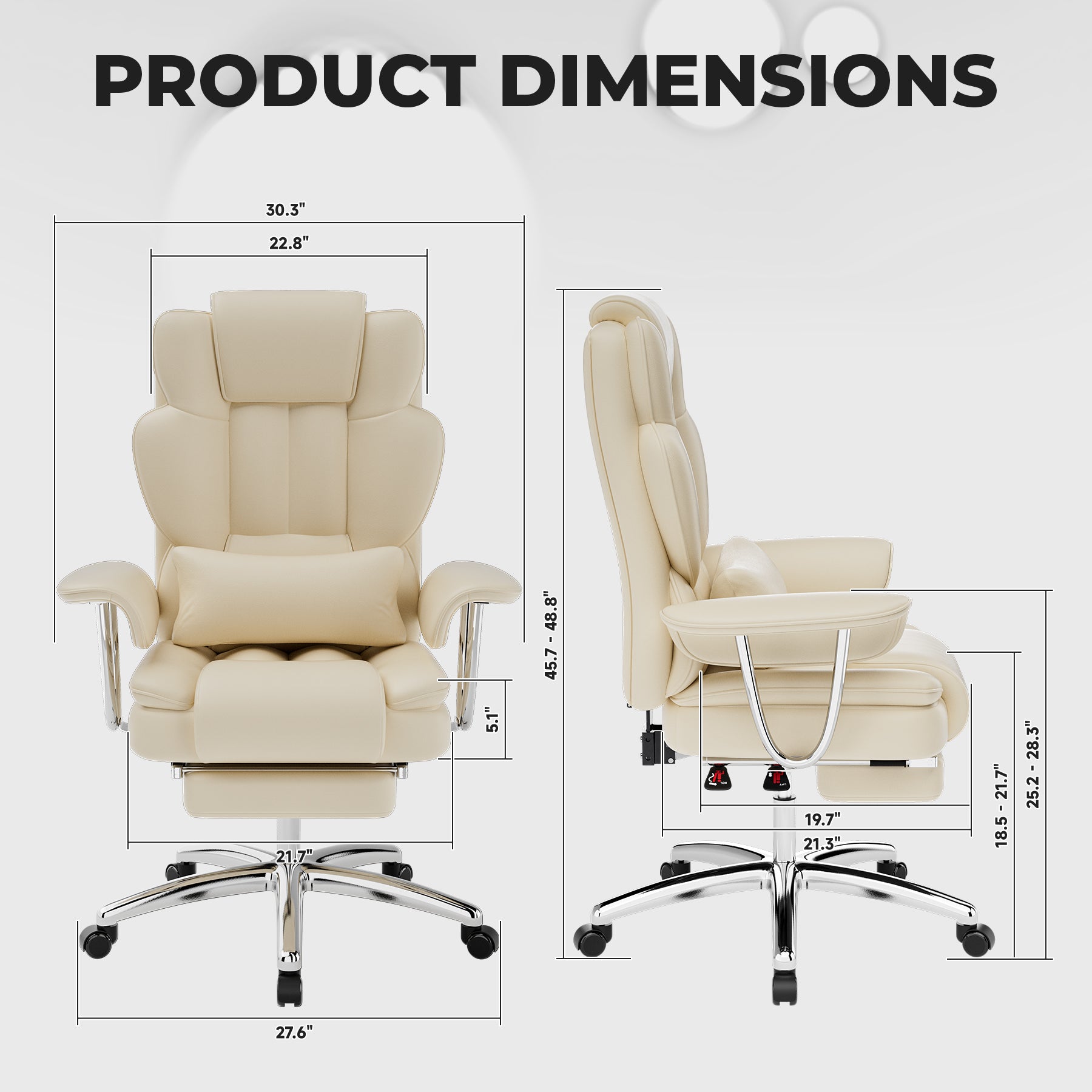 Office Chair, Big And Tall Executive Office Chair With Footrest, Leather Computer Chair, Ergonomic Reclining Chair High