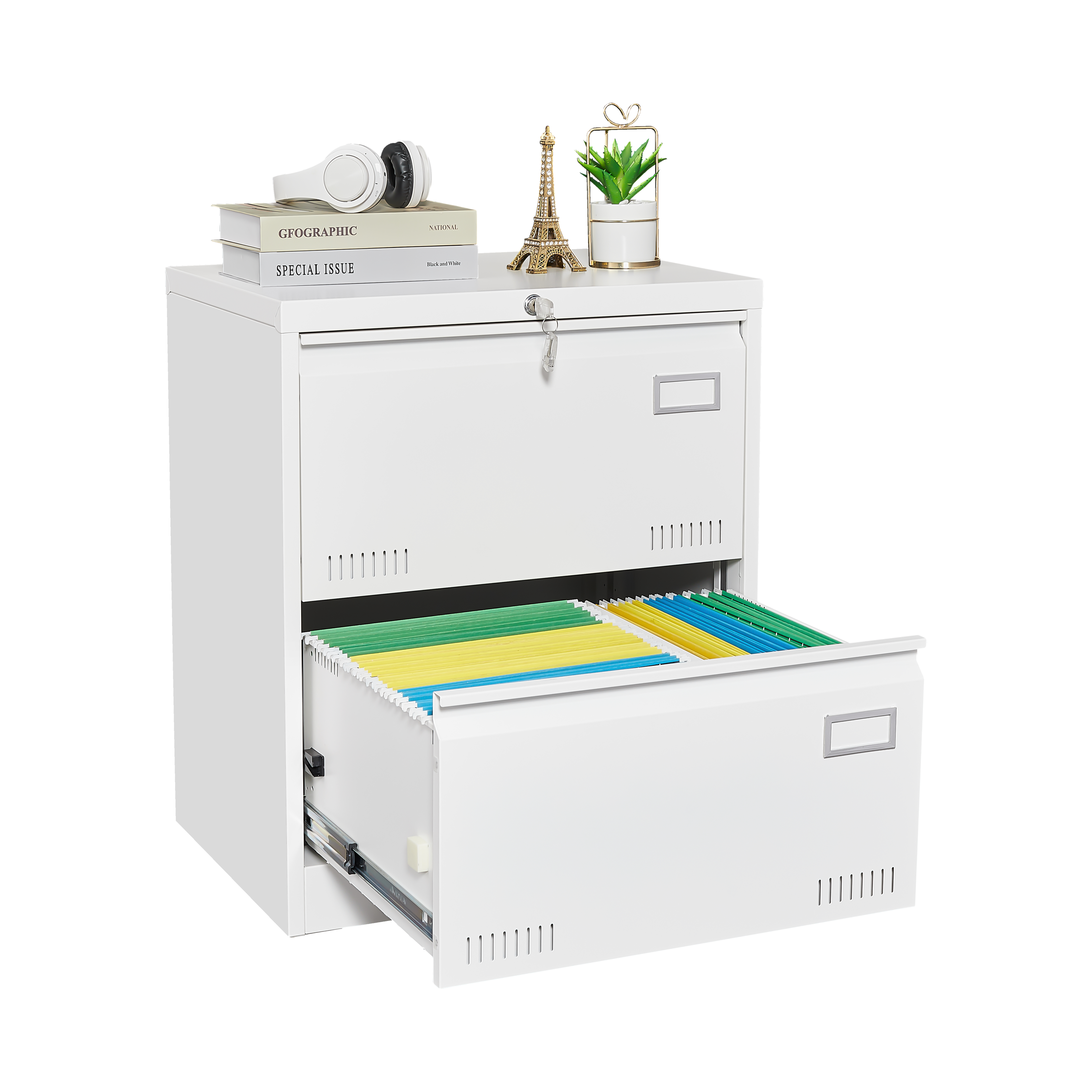 Filing Cabinet Lateral File Cabinet 2 Drawer, White Filing Cabinets With Lock, Locking Metal File Cabinets Three Drawer