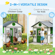 Wooden Playhouse for Kids Outdoor with Doors
