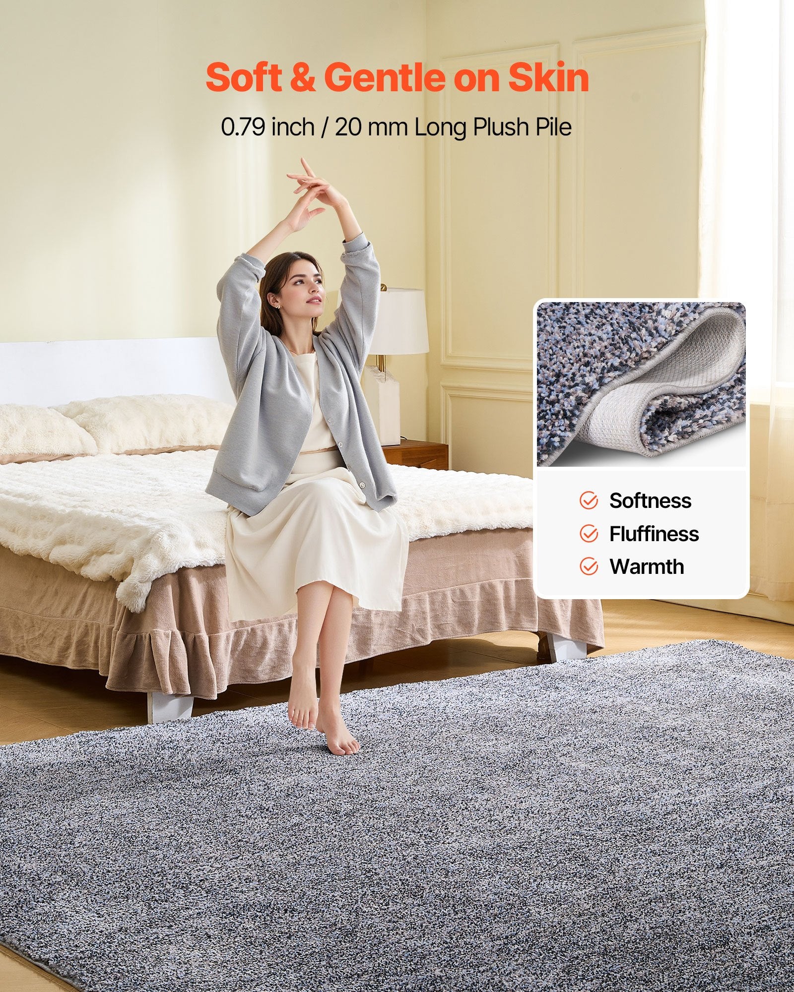 Indoor Plush Area Rugs, 8 X 10 Ft Plush Carpet, Area Rugs Furry With Long Plushs Pile, Thick & Durable High-Pile Rug For