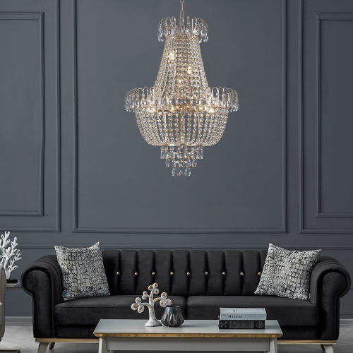 Golden Crystal Chandelier, Large Modern Luxury Chandelier, Suitable For Living Room, Dining Room, Bedroom, Hallway - No