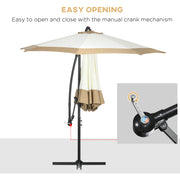 10FT Cantilever Umbrella, Offset Patio Umbrella With Crank And Cross Base For Deck, Backyard, Pool And Garden, Hanging U