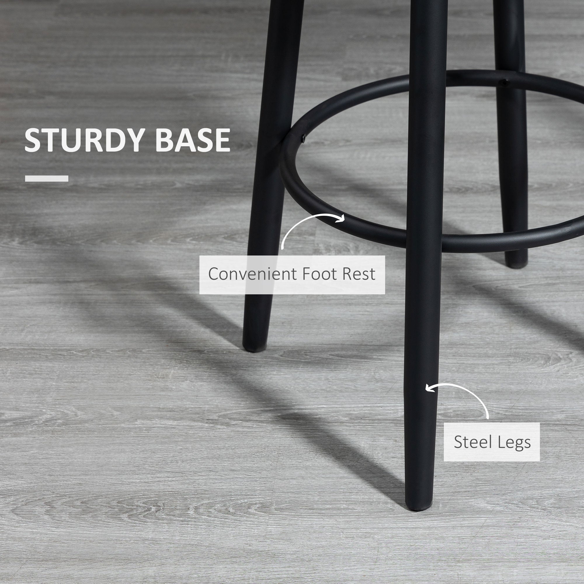 Modern Bar Stools, Set of 2 Swivel Kitchen Chairs, Dark Gray