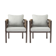 2-Pieces Outdoor Metal Patio Club Chair, Patio Furniture Arm Chair With Cushion, Modern Outdoor Furniture Deep Seating F