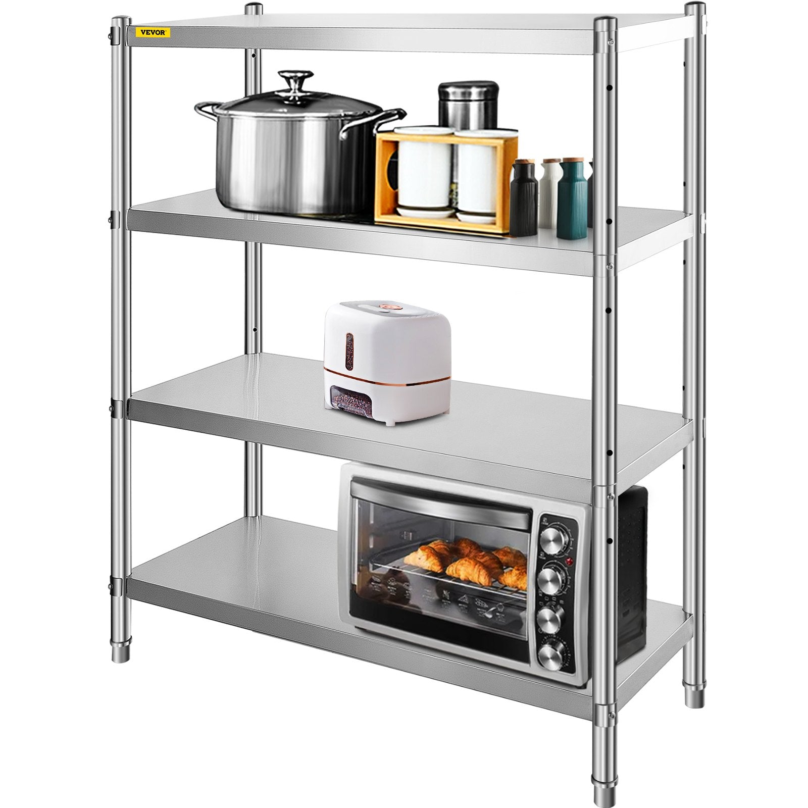 Stainless Steel Shelving 46.8x18.5 Inch 4 Tier Adjustable Shelf Storage Unit Stainless Steel Heavy Duty Shelving For Kit