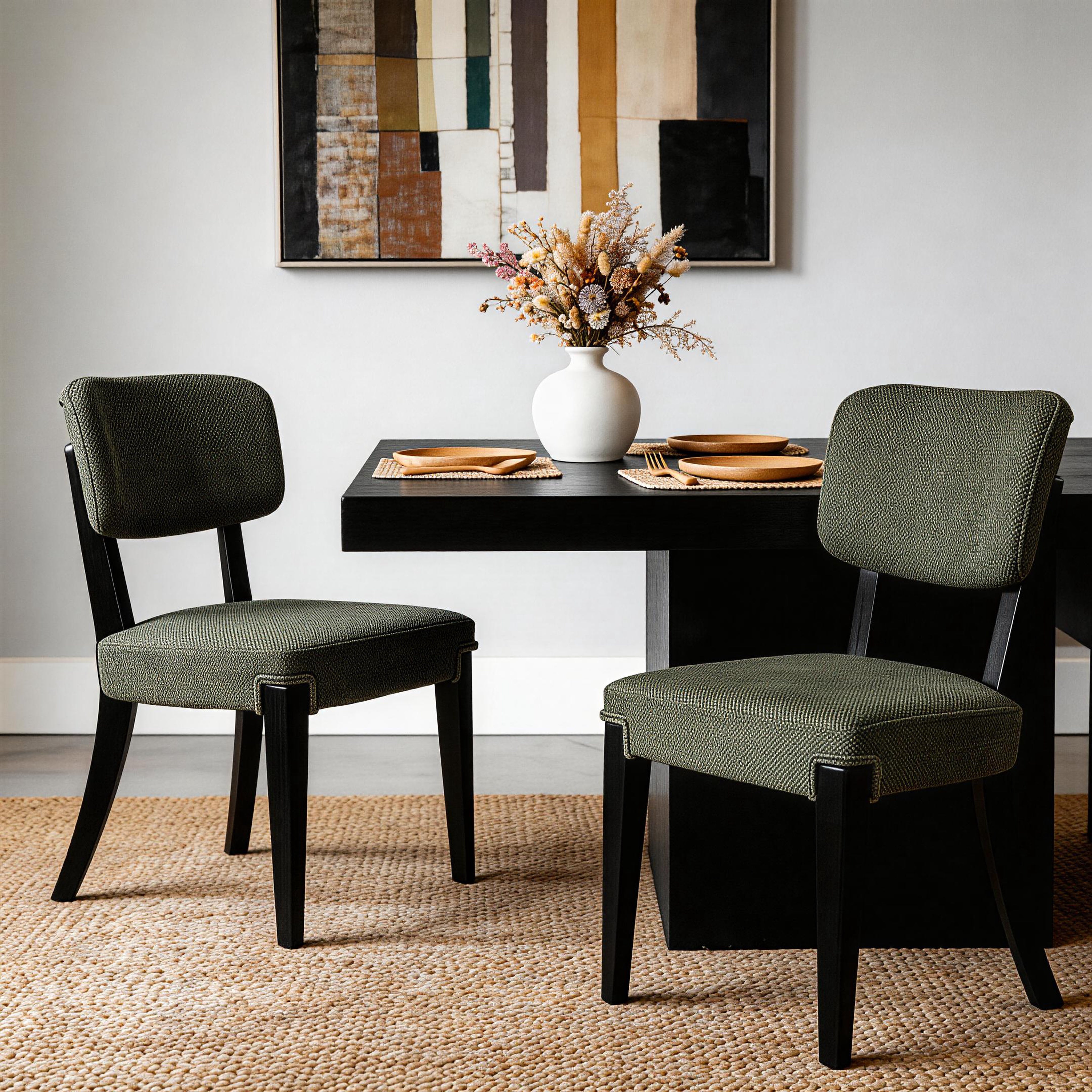 Modern Armless Dining Chairs Set Of 2, Green, Contemporary Side Chairs With Wood Legs   Versatile Accent Chairs For Dini