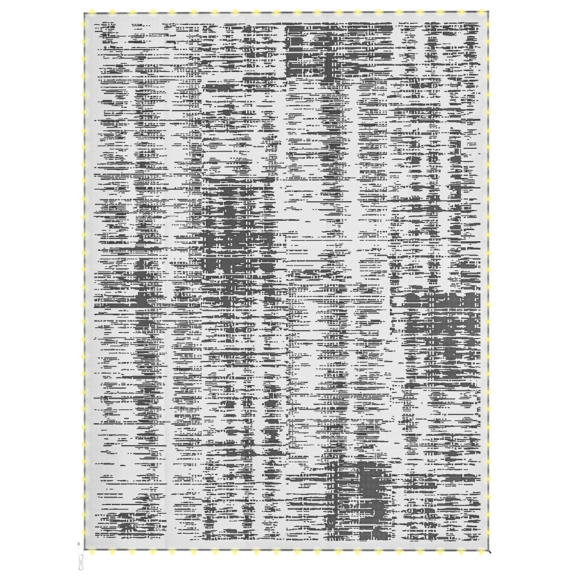 Reversible Outdoor Rug Carpet with LED Lights, Carry Bag & Ground Stakes for Backyard, Deck, Picnic, Beach, 12' x 9'