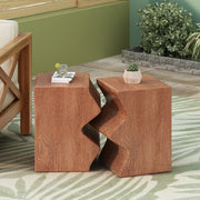 MGO Side Table, Set Of 2 Rectangular Outdoor Side Tables, Decorative Garden Stools For Indoor Outdoor, Accent Table,Pati