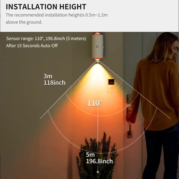 LED Motion Sensor Night Light, 7 Colors Rechargeable Battery Stair Light, Wireless Magnetic Wall Lamp, Cordless LED Wall
