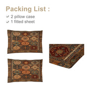 3pcs Retro Bohemian Geometric Style Minimalist Comfort Series Bed Fitted Sheet And Two Pillowcases Bedding For All Seaso