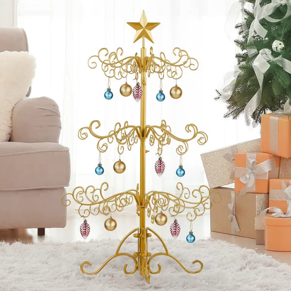 3ft Wrought Iron Christmas Tree, Metal Ornament Display Tree Stand For For Holiday Party Home Decor, Indoor & Outdoor De