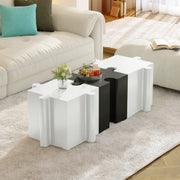 3-Piece Artistic Puzzle Table Set,Modular MGO Side Tables With Interlocking Design  2 Convex & 1 Concave , 200lb Capacit
