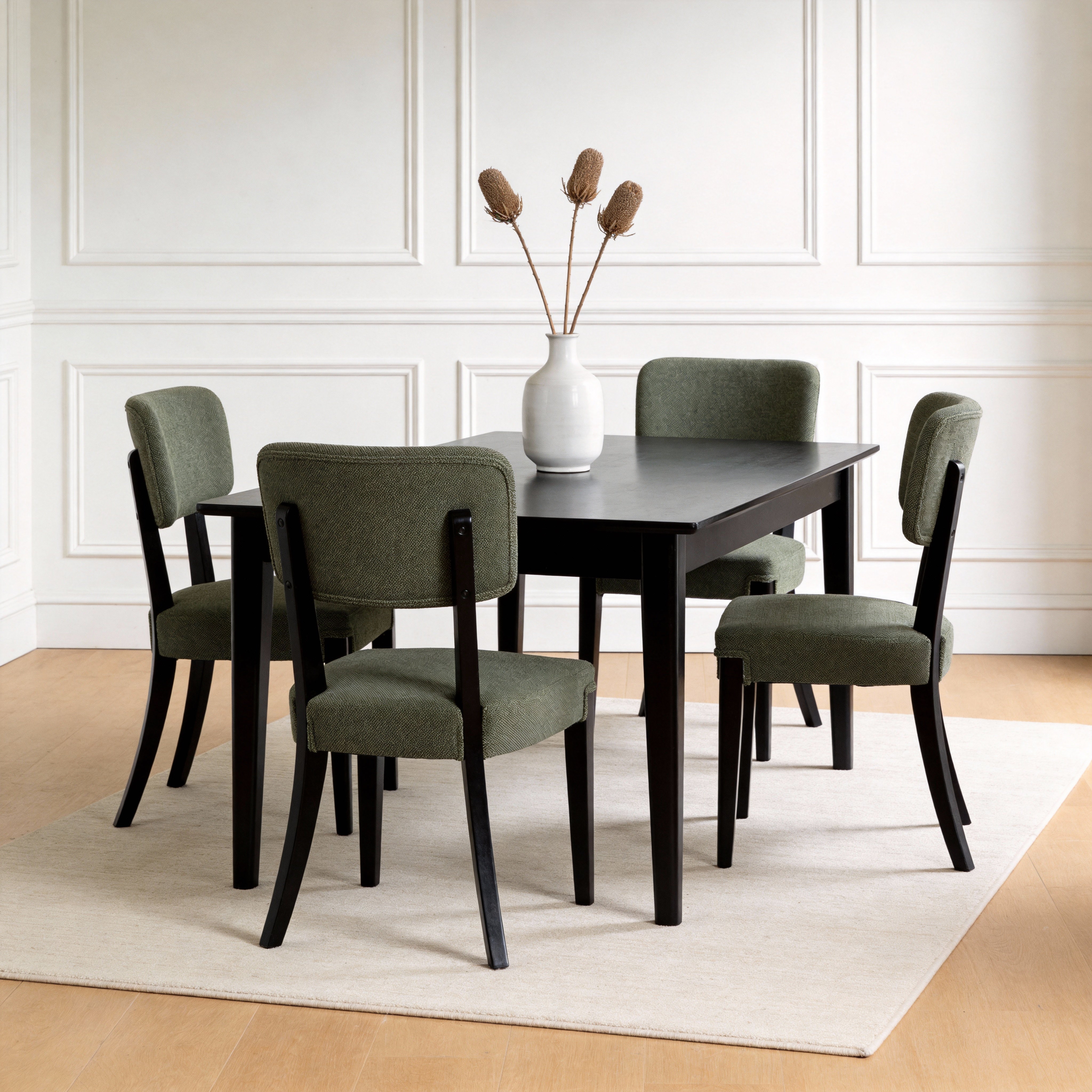 Modern Armless Dining Chairs Set Of 2, Green, Contemporary Side Chairs With Wood Legs   Versatile Accent Chairs For Dini
