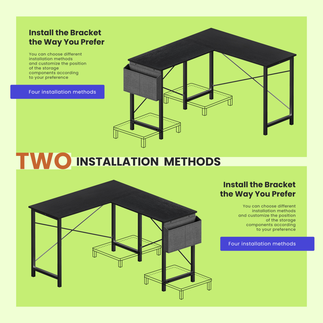 49-Inch L Shaped Desk - Computer Desk Corner Desks Gaming Desk PC Table, With CPU Stand Side Bag For Home Office Dorm St