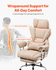Executive Office Chair With Footrest, 400 Lbs Capacity With Heavy Duty PU Leather Wide Office Chair, Big And Tall Reclin