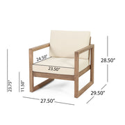 4-Pieces Acacia Wood Patio Furniture Set, Outdoor Furniture With Coffee Table, Patio Conversation Set Deep Seating With