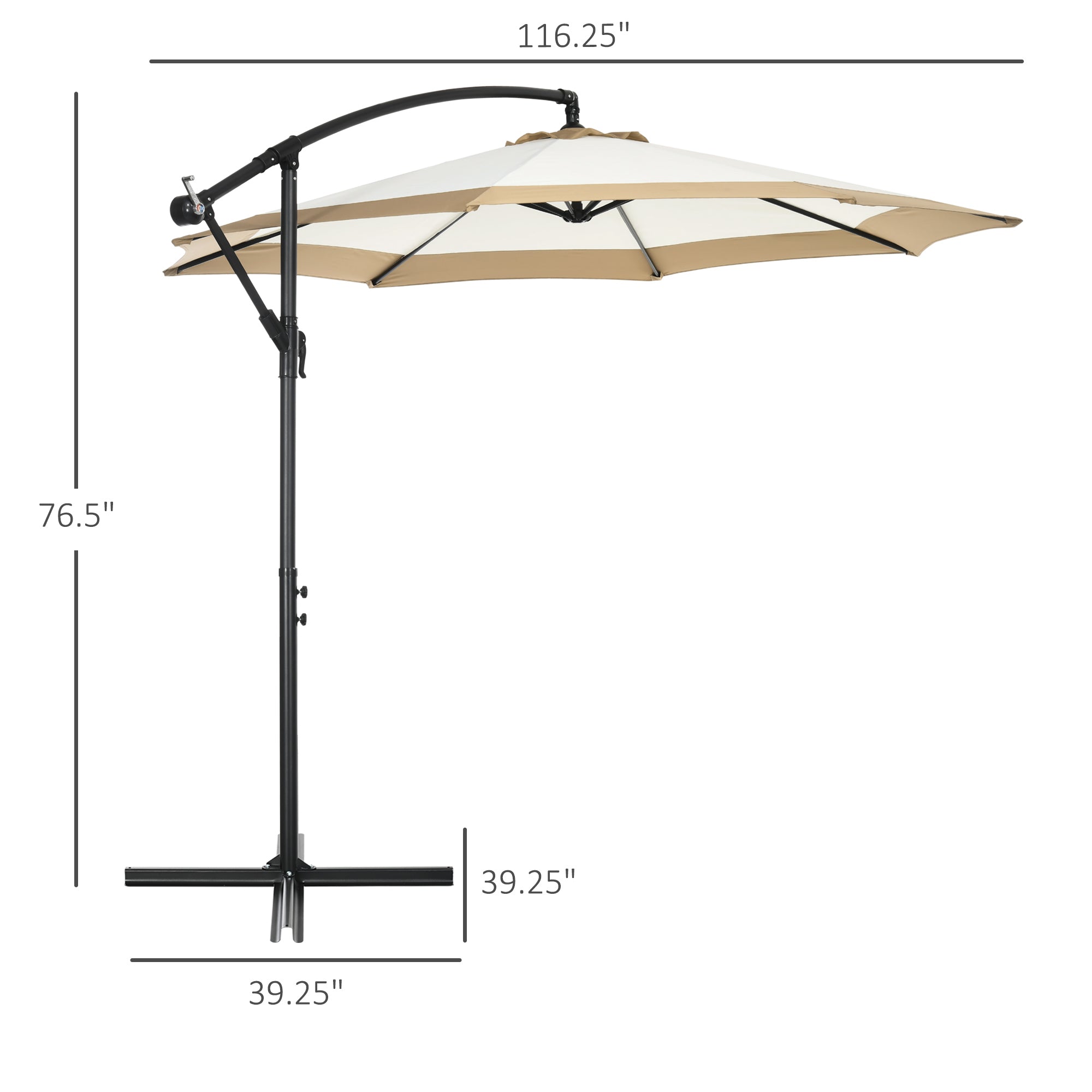 10FT Cantilever Umbrella, Offset Patio Umbrella with Crank and Cross Base for Deck, Backyard, Pool and Garden, Hanging U