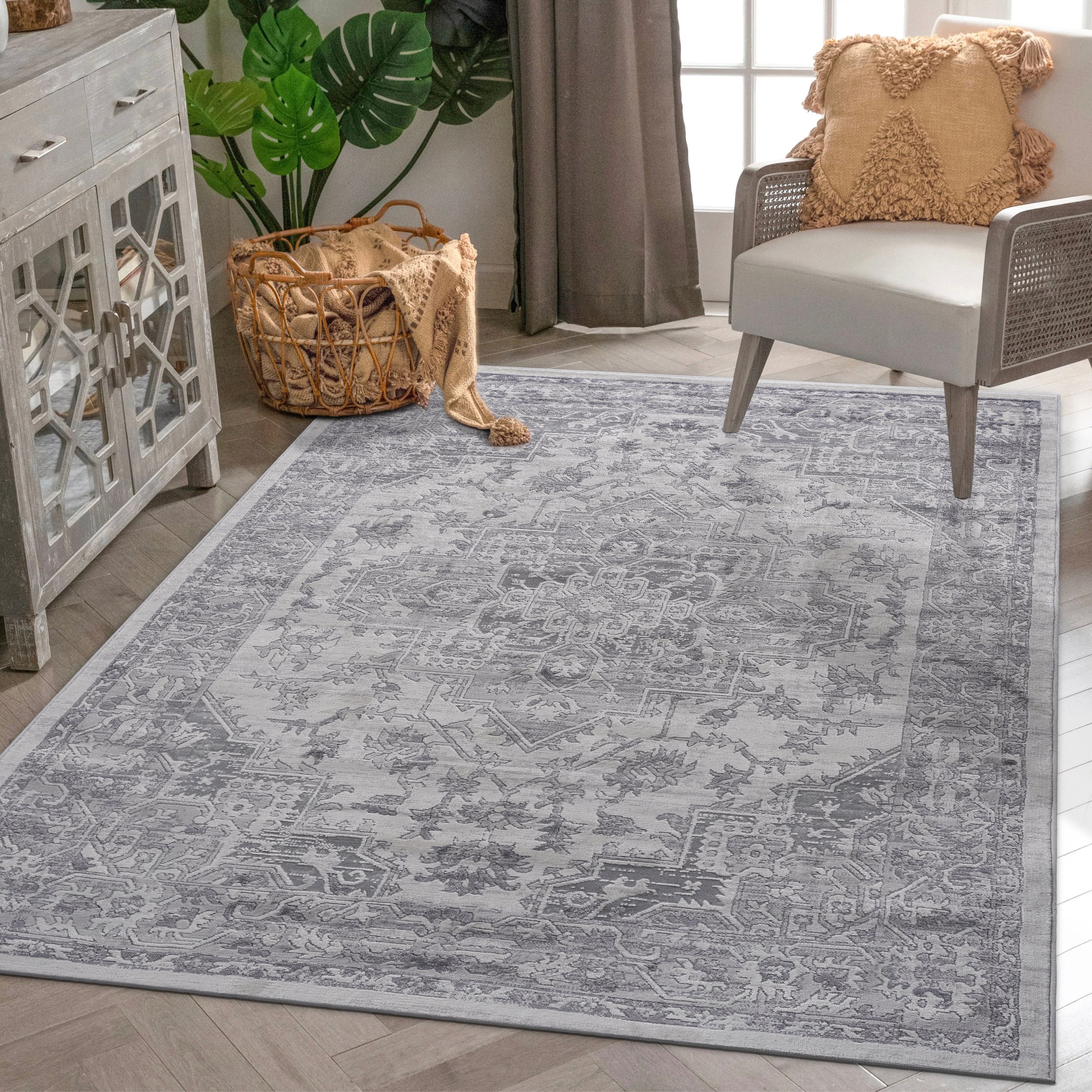 MARFI Collection8X10 Silver  Oriental Area Rug