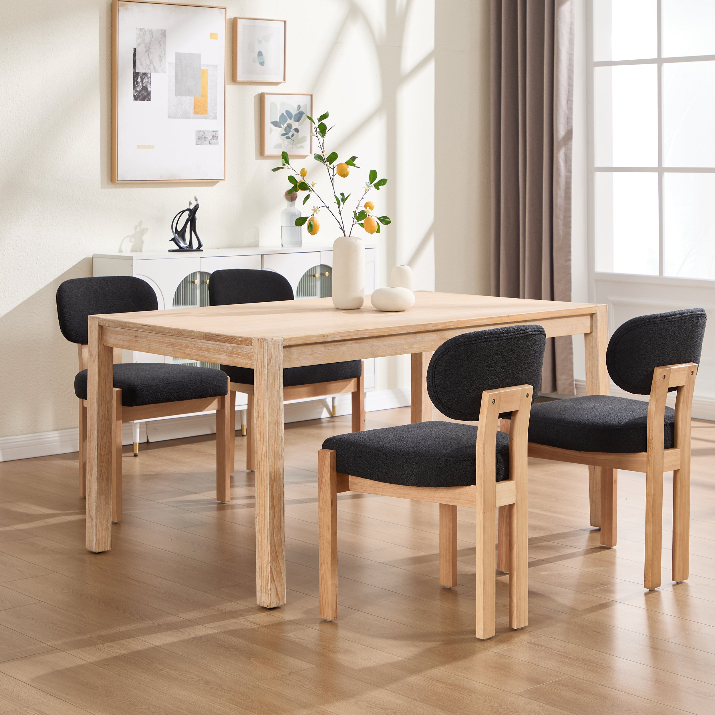 Wooden Dining Chairs Set Of 2, Modern Fabric Upholstered Dining Room Chair Kitchen Chairs, Farmhouse Dinner Chair For Ki