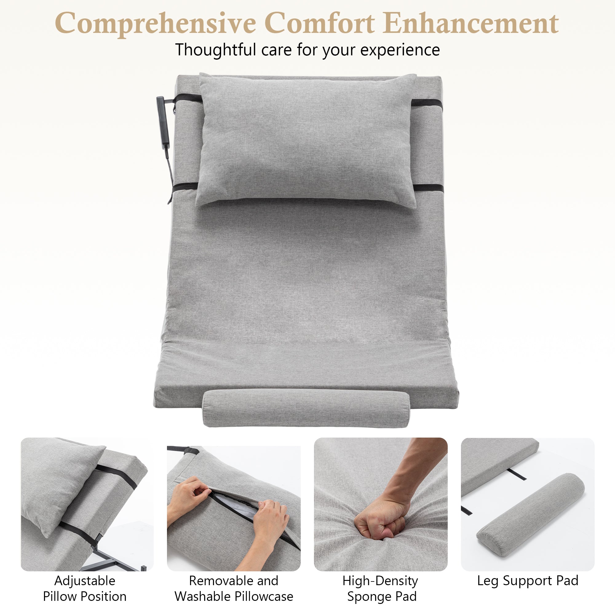 Electric Adjustable Bed Backrest - 300 Lbs Weight Capacity, 4-68 Lift, Machine Washable Fabric  For Elderly, Pregnancy,
