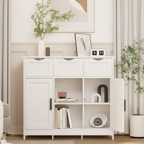 Storage Cabinets,Wooden Floor Cabinet,with Drawers And Shelves Storage Cabinets,Accent Cabinet For Living Room,Bedroom,B