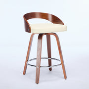 Bar Stools Set Of 2, Swivel Bar Height Stools With Low Back, Wood Bar Chairs With Soft Cushion Seat, 25-Inch Seat Height