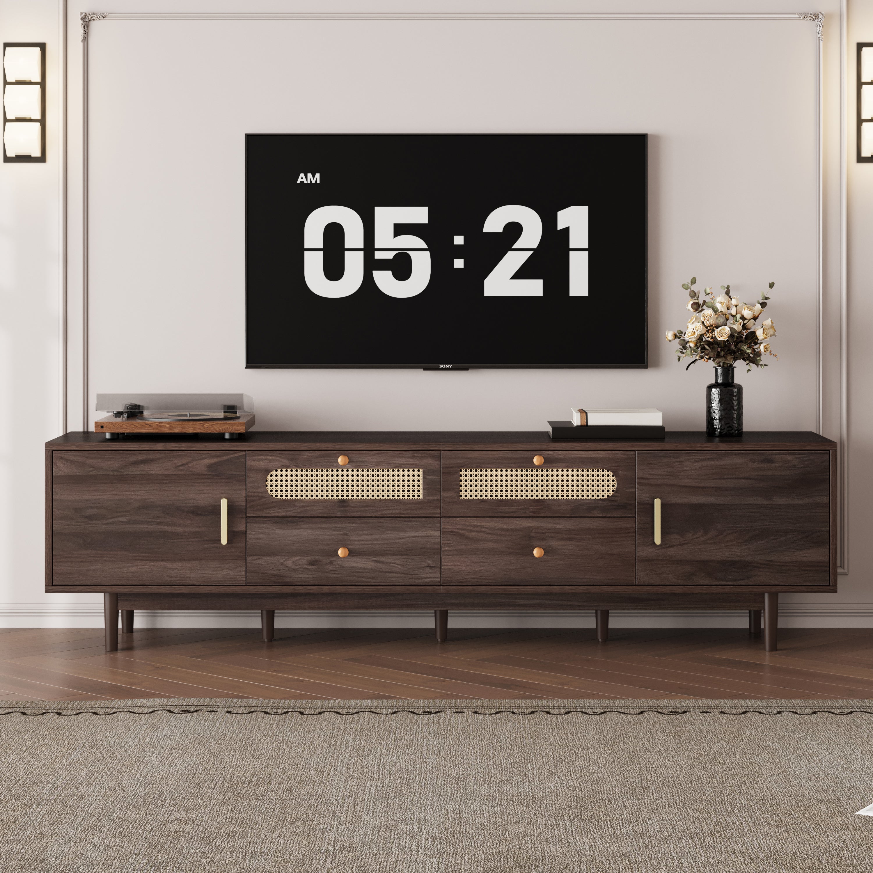 76 TV Stand With Drawers For Living Room Bedroom, Modern Chic Entertainment Center For TVs Up To 85 Inches, Entertainment Center With Storage