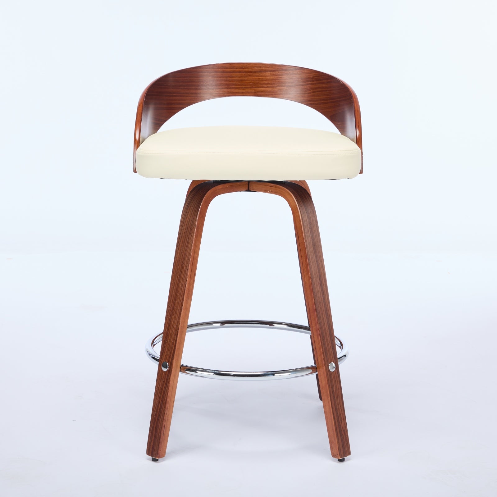 Bar Stools Set Of 2, Swivel Bar Height Stools With Low Back, Wood Bar Chairs With Soft Cushion Seat, 25-Inch Seat Height