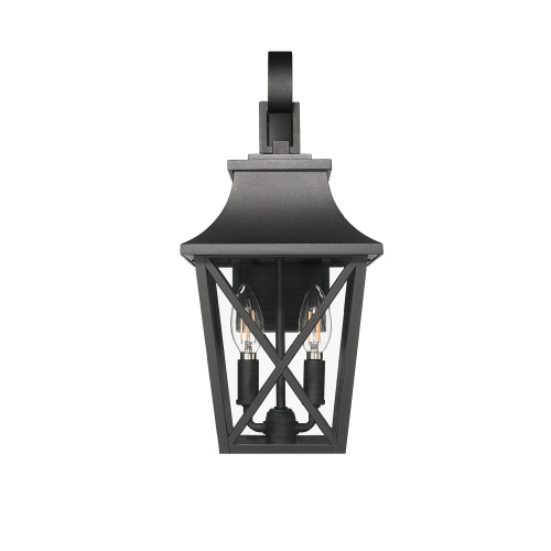 Black Outdoor Wall Light 2 Lights, Large Outdoor Modern Wall Light Fixtures, Industrial Porch Light Wall Mounted With Gl