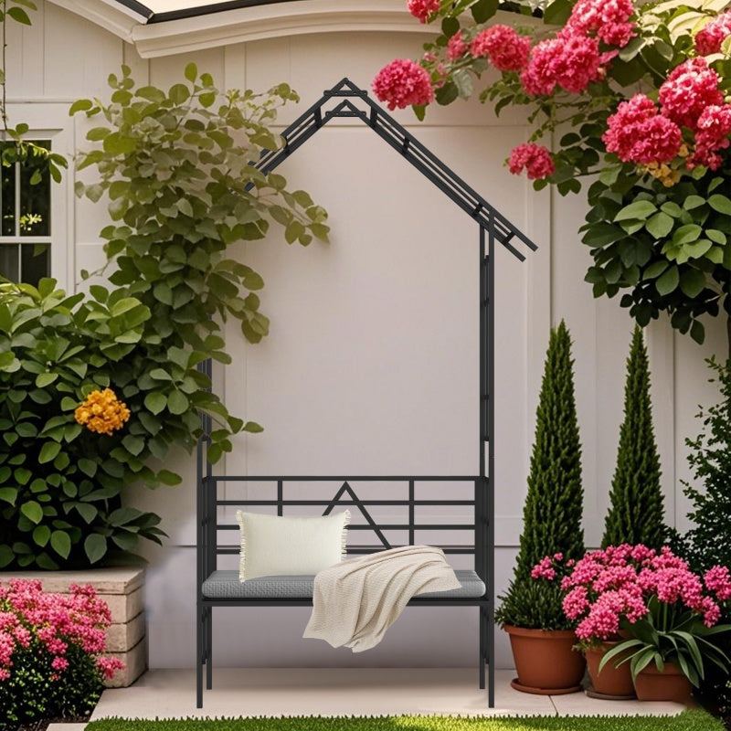Metal Garden Arch, With Benches That Can Be Converted Into Flower Racks, Climbing Plants To Support Rose Arches, Outdoor