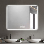 Bathroom Mirror With Led Lights Front And Backlit,  Anti-Fog Lighted Vanity Mirrors For Wall Mounted, 3 Colors And 5 Lev