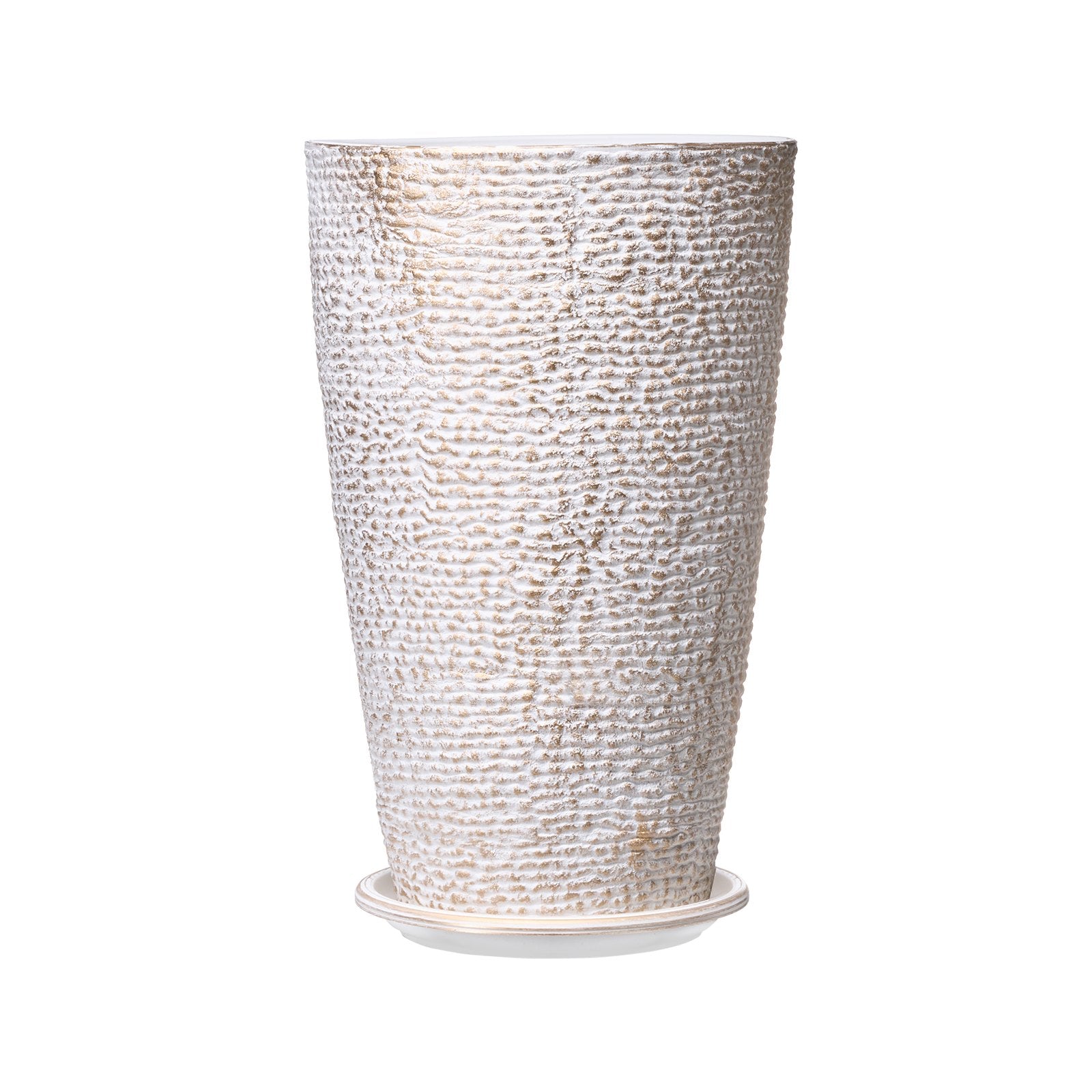 Set Of 2 Tall Outdoor Planters 21" H, Round Large Planters For Front Porch And Patio, Stone Finish Flower Tree Plant Pot