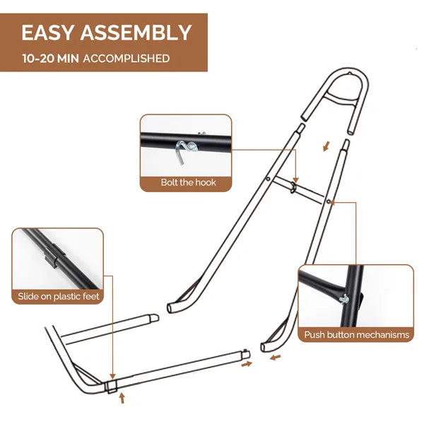 Double-Barrel Hammock Stand Only, Heavy Duty Iron Hammock Frame For All Hammocks, Easy Assembly Hammock Hanging Stand Fo