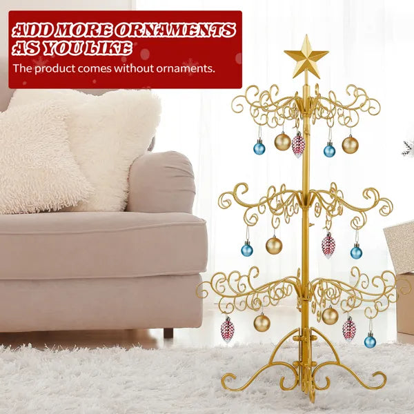 3ft Wrought Iron Christmas Tree, Metal Ornament Display Tree Stand For For Holiday Party Home Decor, Indoor & Outdoor De